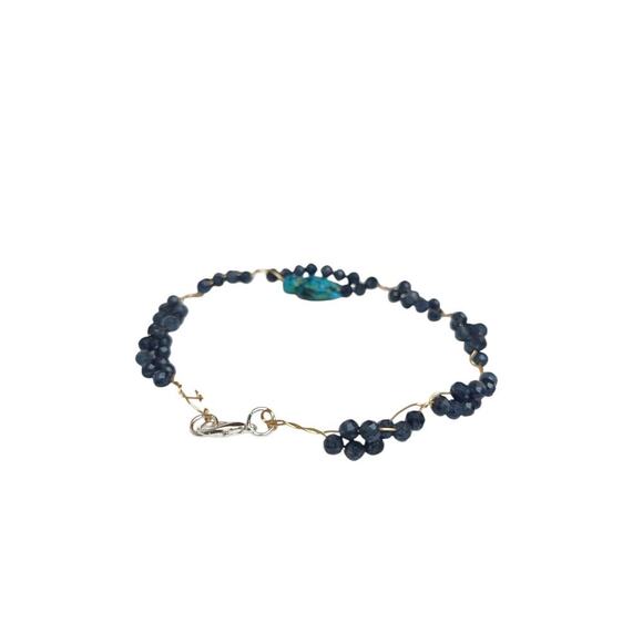 Blue Turquoise Turtle Sapphire Stone Wire Wrapped Bracelet Artisan Southwest 8 - Picture 7 of 8